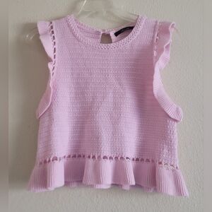 Deluc Sz Medium Pink Ruffle Knit Top